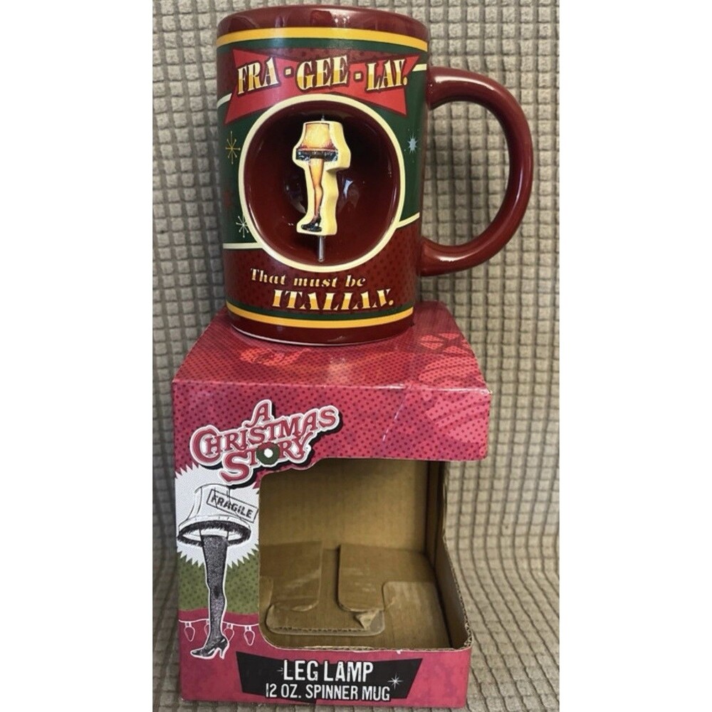 A Christmas Story Movie Original Leg Lamp “FRA-GEE-LAY” 12 oz Spinner Mug New